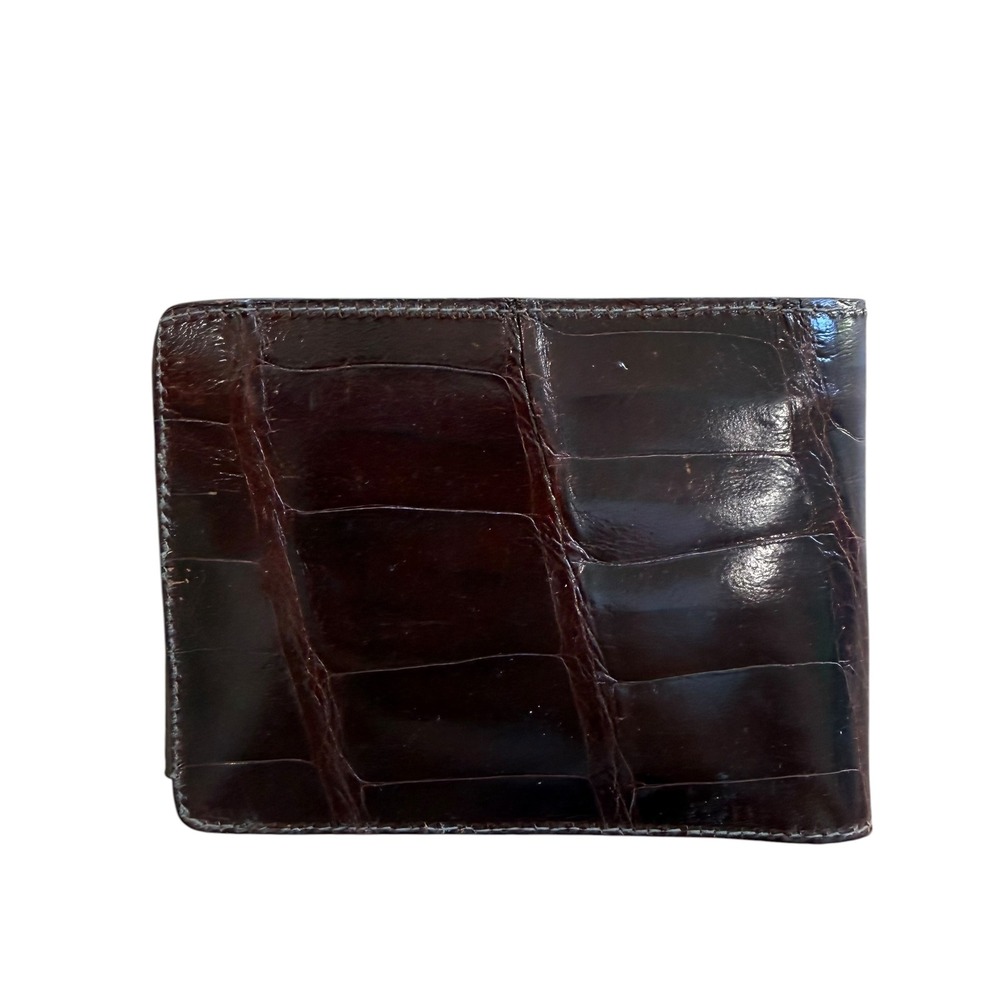 Tex Tan Mens Real Alligator Leather Bifold Wallet Brown Exotic Hideaway Pocket